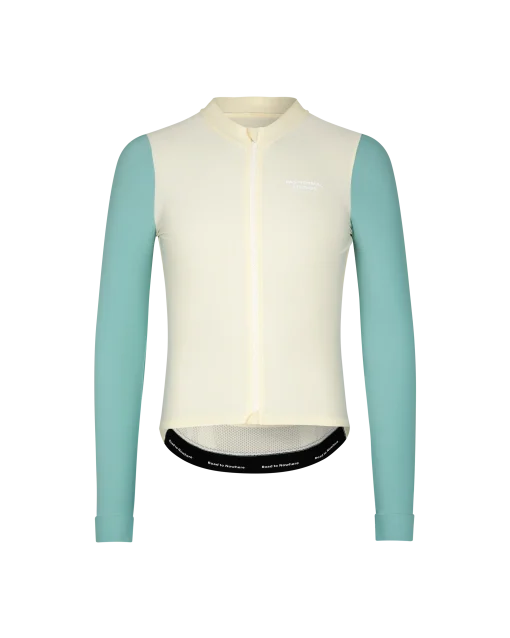 Men's Mechanism Long Sleeve Jersey — Off-White / Light Teal
